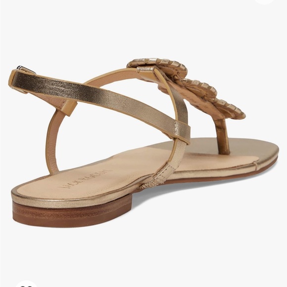 Jack Rodger’s Wedge Sandal T Strap Gold - Picture 4 of 8